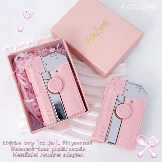Sweet Pink Gyrodecompression Windproof Lighter, Adjustable&Refillable, A Practical Tool & Gift(Need To Be Inflated)