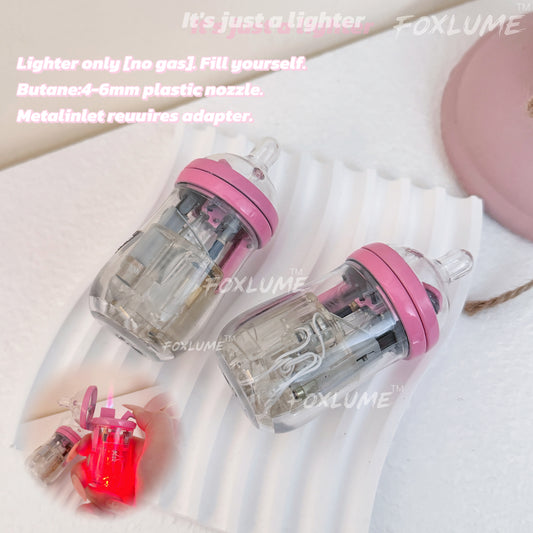 Cute Baby Bottle Shape Windproof Lighter, Portable Lovely Style, Perfect Gift for Girlfriend & Bestie(Need to be inflated)